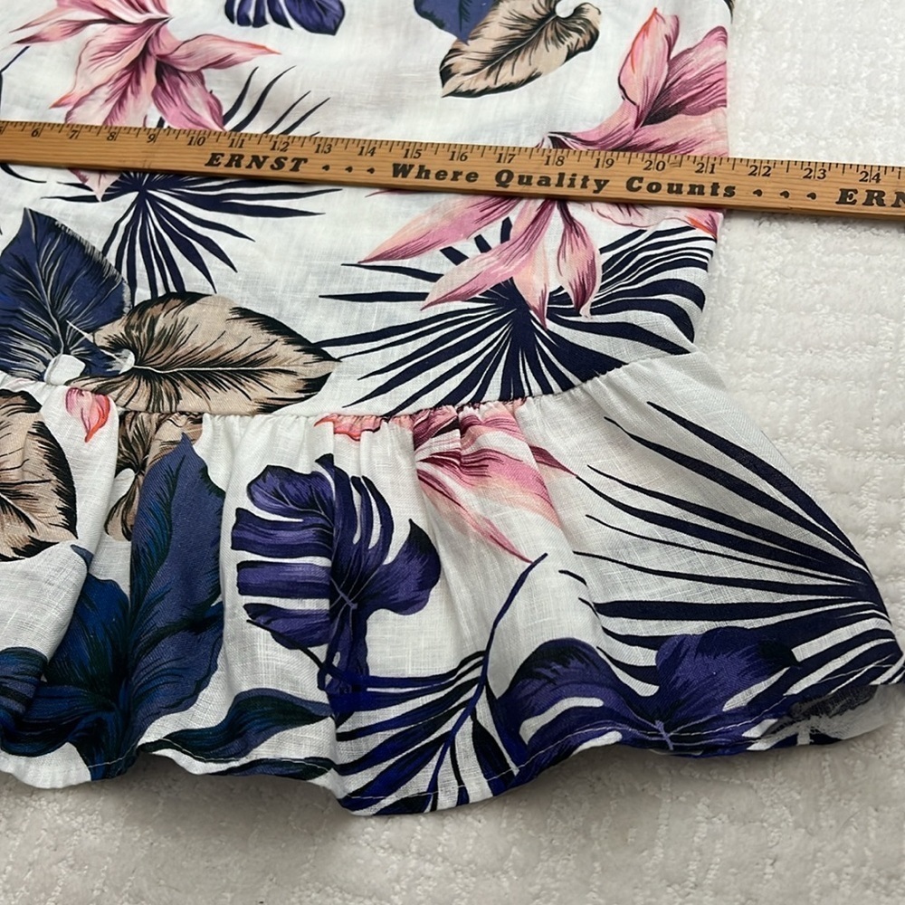 LUNGO L’ARNO linen tropical floral sleeveless made in Italy mini dress small - Picture 10 of 10